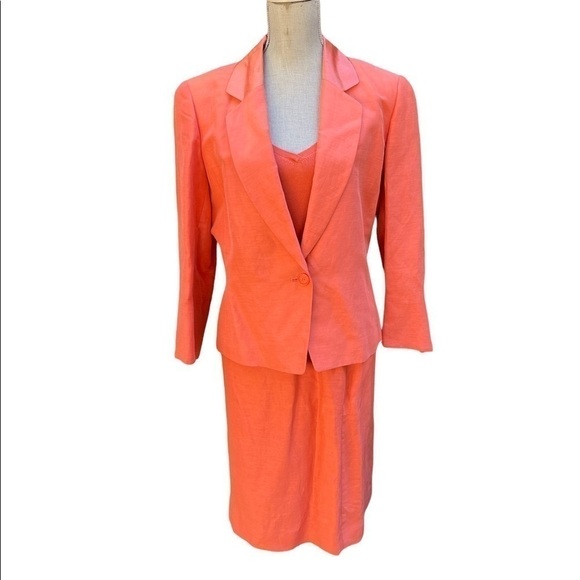 DANA Buchman Sweater Bright Coral Sleeveless V-Neck Silk Blend Petite Medium - Picture 9 of 11